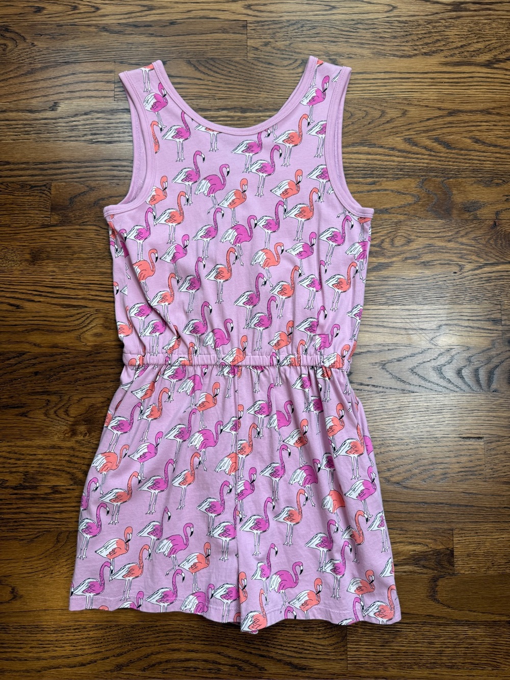 Tea Collection Girls Pink Flamingo Print Tank One Piece Reversible Romper Sz 12